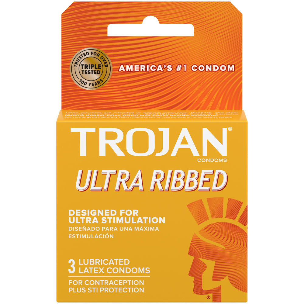 Trojan Ultra Ribbed 3 Count Condoms