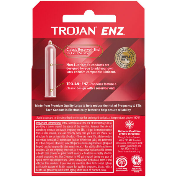 Trojan Enz Non-Lubricated 3 Count Condoms