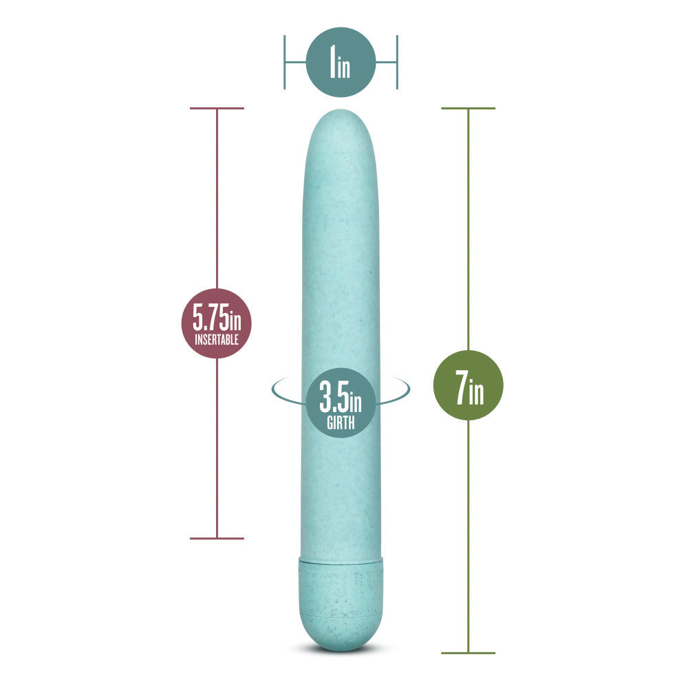 Gaia By Blush® | Eco: Plant-Based 7" Slim Multispeed Vibrator in Aqua - Made from Sustainable BioFeel™