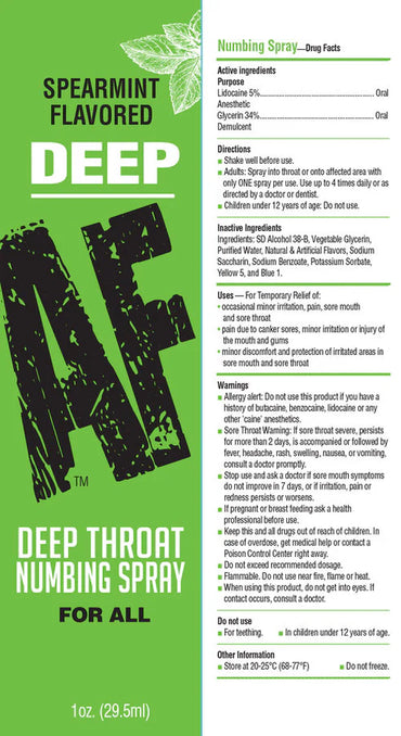 Deep AF Throat Numbing Spray- Mint
