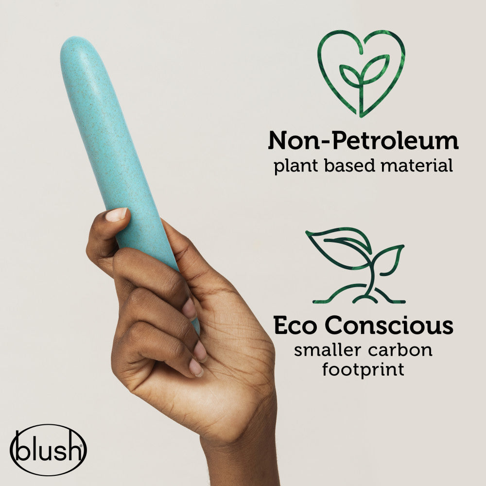Gaia By Blush® | Eco: Plant-Based 7" Slim Multispeed Vibrator in Aqua - Made from Sustainable BioFeel™