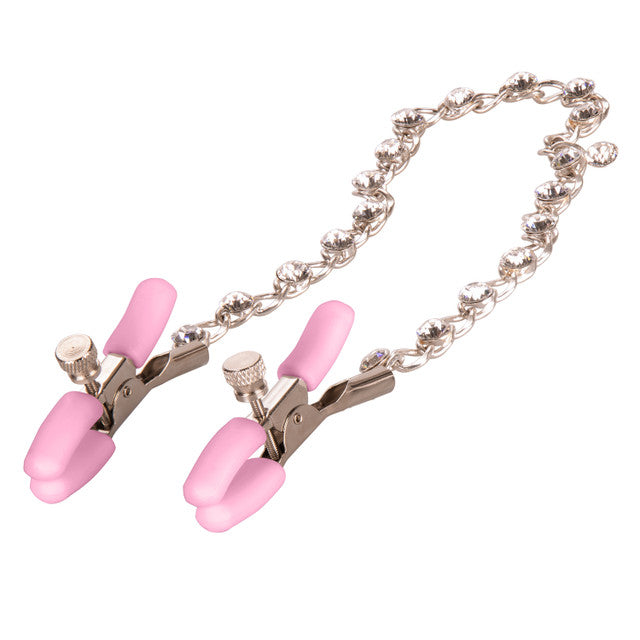 Nipple Play® Crystal Chain Nipple Clamps - Pink
