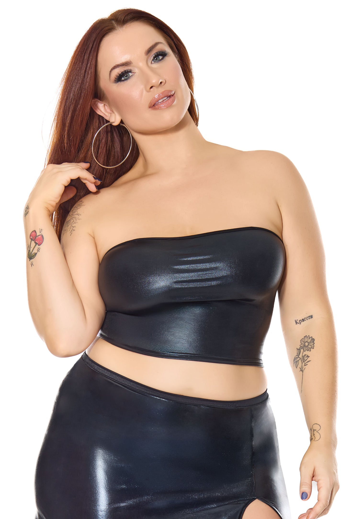 Black Faux Leather Tube Top
