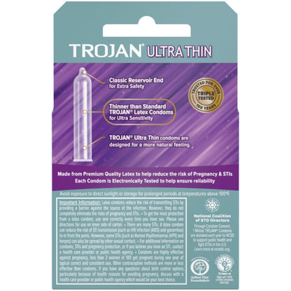 Trojan Ultra Thin 3 Count Condoms