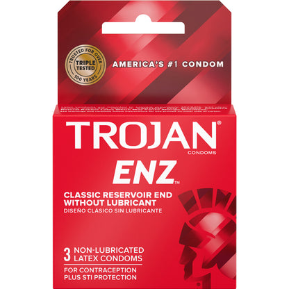 Trojan Enz Non-Lubricated 3 Count Condoms