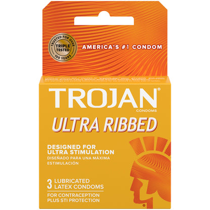 Trojan Ultra Ribbed 3 Count Condoms