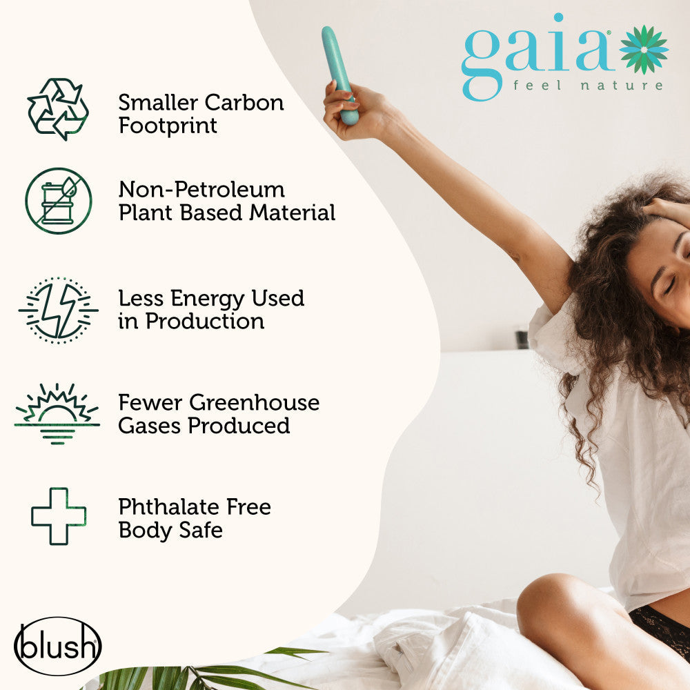 Gaia By Blush® | Eco: Plant-Based 7" Slim Multispeed Vibrator in Aqua - Made from Sustainable BioFeel™