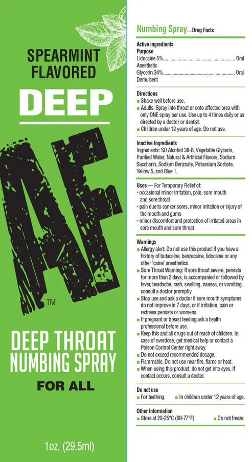 Deep AF Throat Numbing Spray- Mint