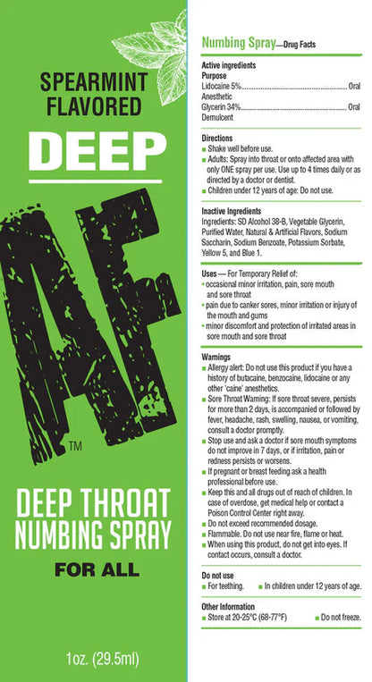 Deep AF Throat Numbing Spray- Mint