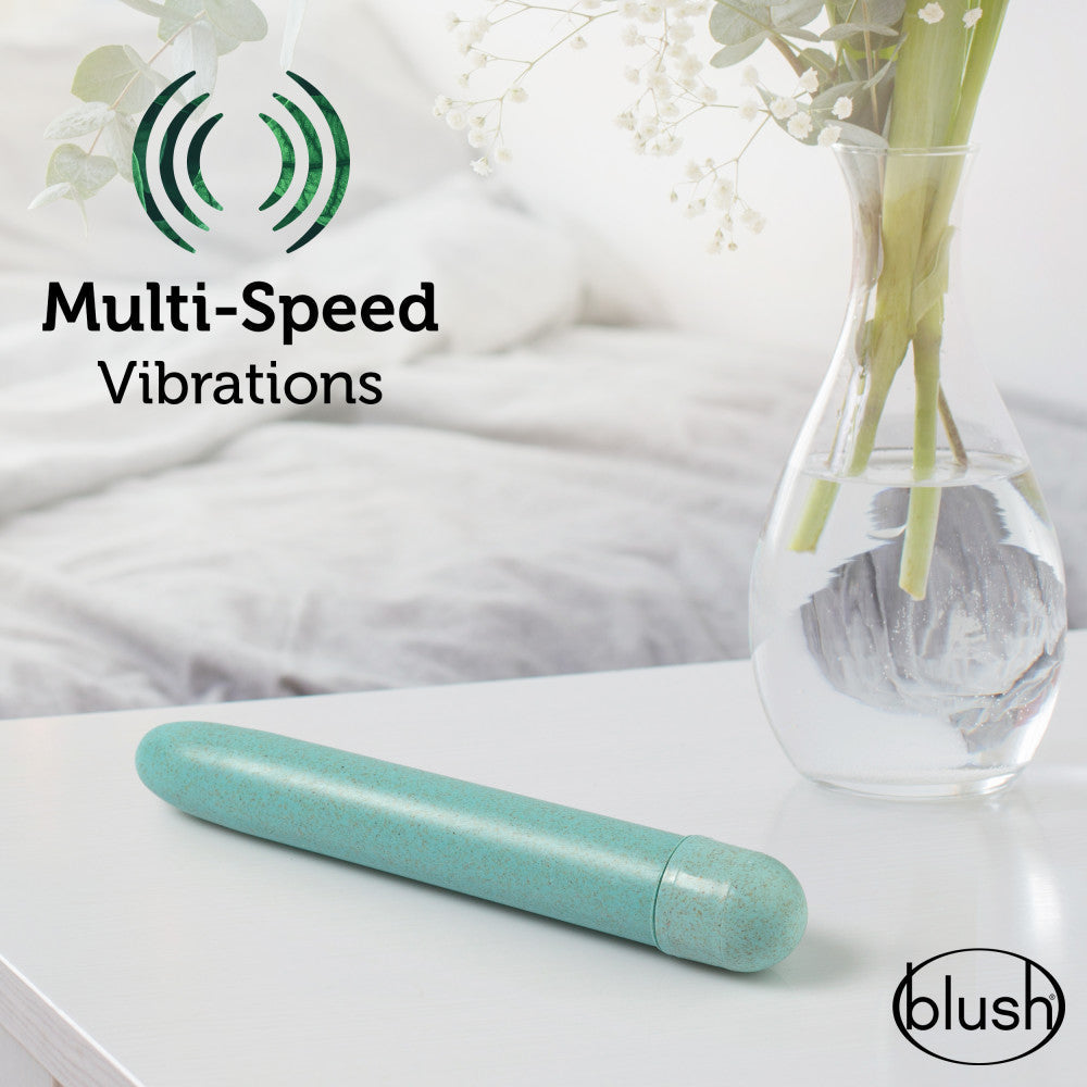 Gaia By Blush® | Eco: Plant-Based 7" Slim Multispeed Vibrator in Aqua - Made from Sustainable BioFeel™