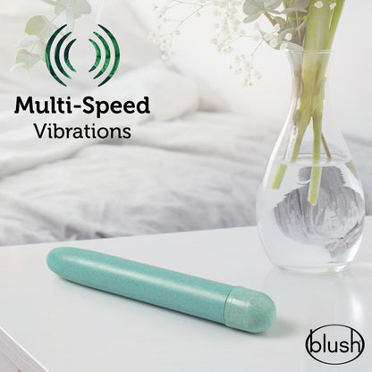 Gaia By Blush® | Eco: Plant-Based 7" Slim Multispeed Vibrator in Aqua - Made from Sustainable BioFeel™