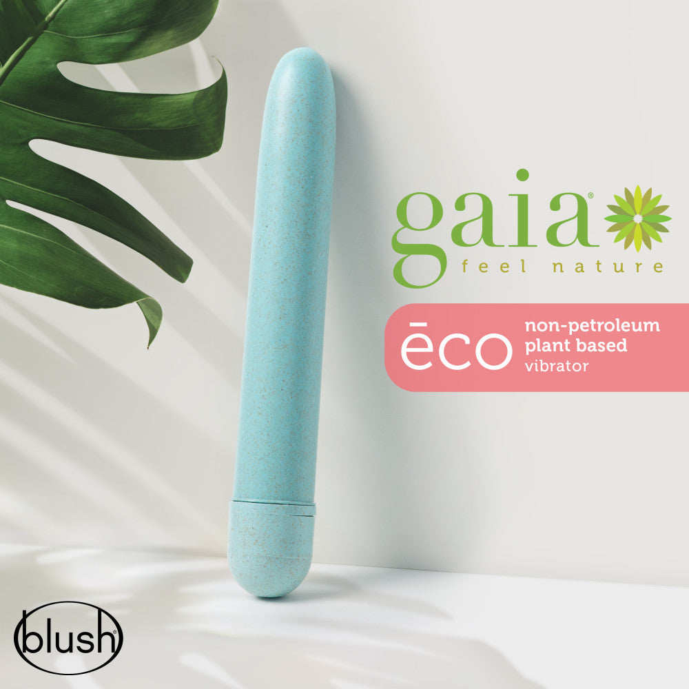 Gaia By Blush® | Eco: Plant-Based 7" Slim Multispeed Vibrator in Aqua - Made from Sustainable BioFeel™