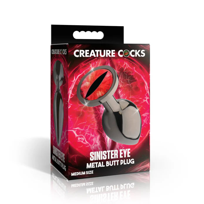 Creature Cocks - Sinister Eye Red Eye Metal Butt Plug - Medium