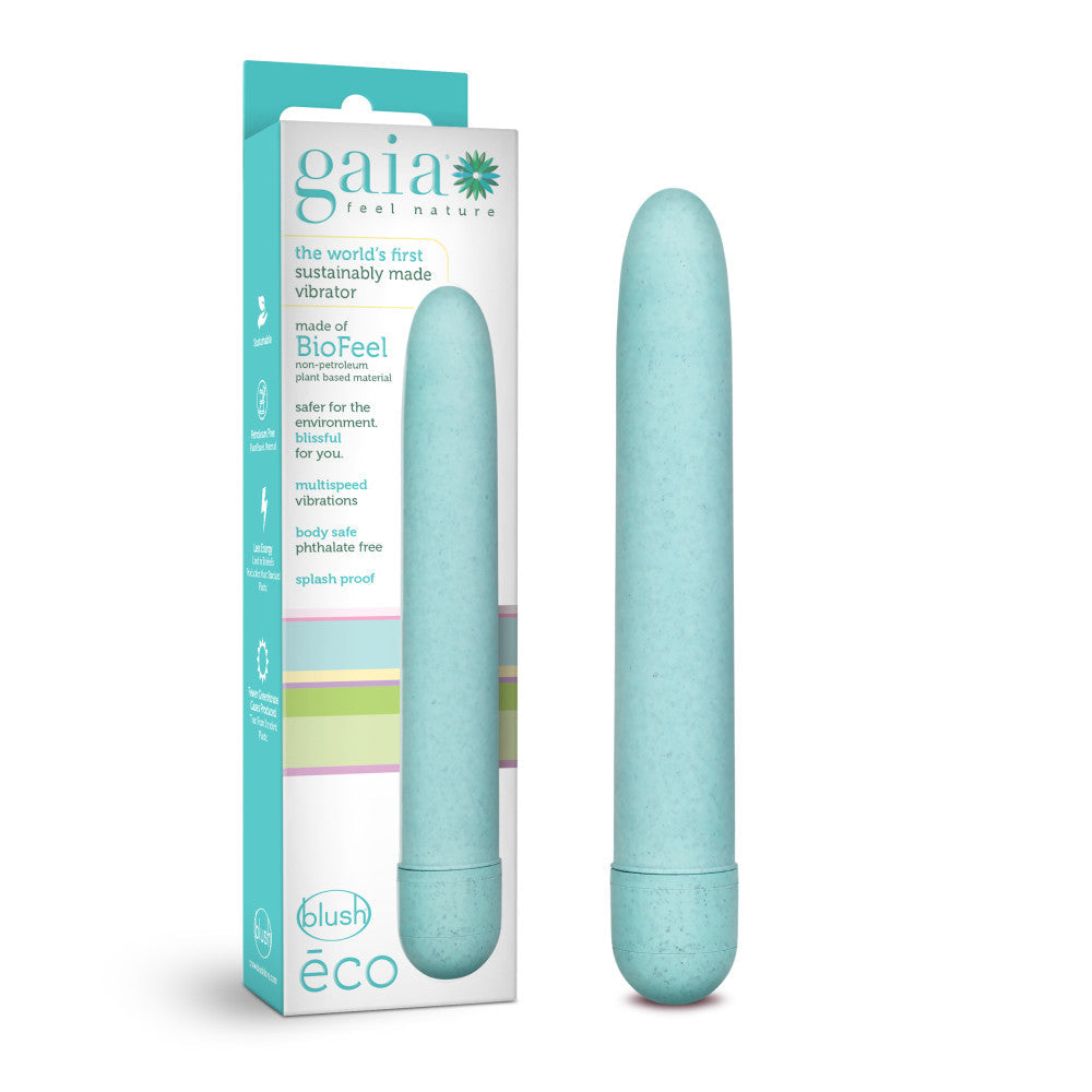 Gaia By Blush® | Eco: Plant-Based 7" Slim Multispeed Vibrator in Aqua - Made from Sustainable BioFeel™