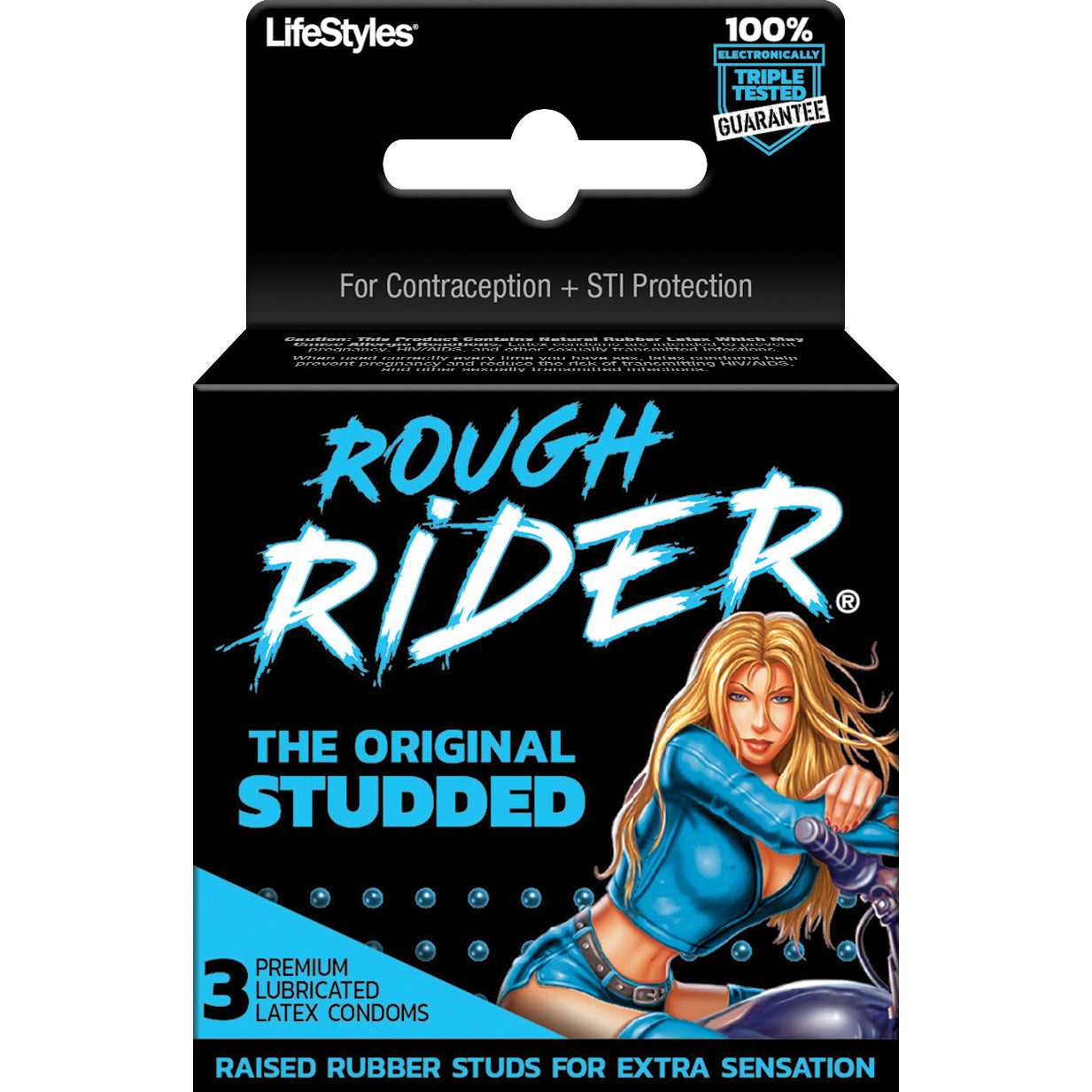 Lifestyles Rider: Rough Studded 3 Count Condoms