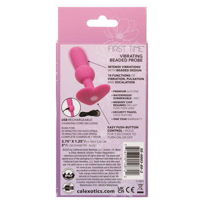 First Time® Vibrating Beaded Probe - Pink