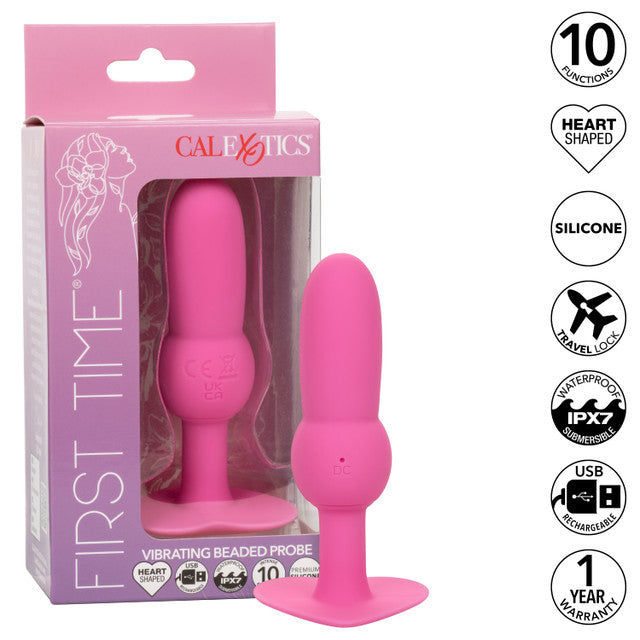 First Time® Vibrating Beaded Probe - Pink