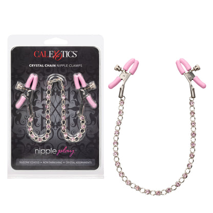 Nipple Play® Crystal Chain Nipple Clamps - Pink