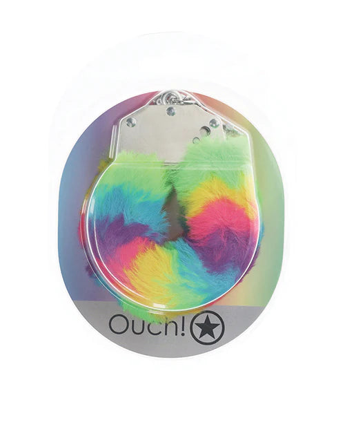 Ouch! Heavy Duty Rainbow Fluffy Handcuffs